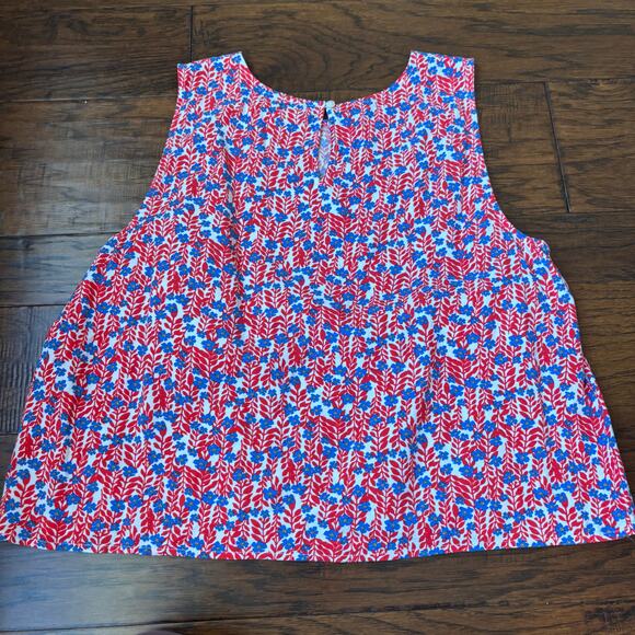 Bundle of (2) J Crew Floral Printed Tops Poplin / Shell Tank Femenine Sz L - Picture 5 of 15